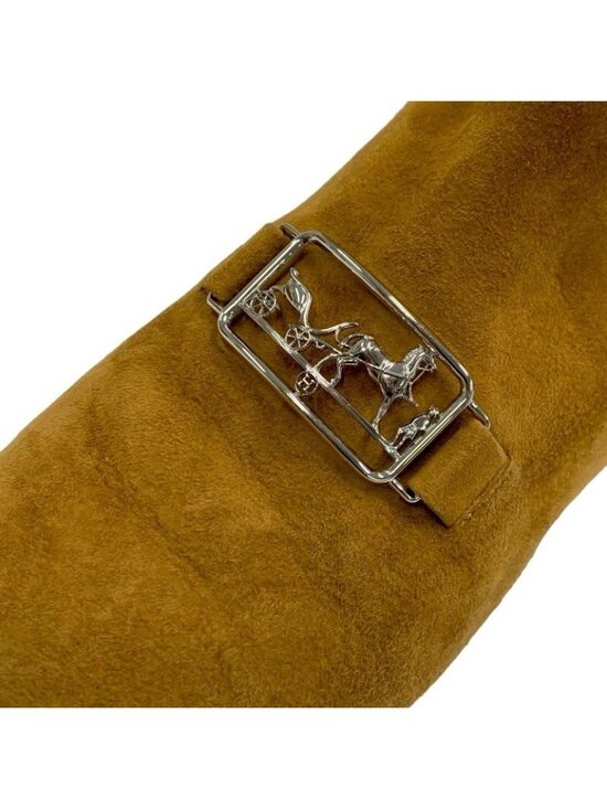 hermes boots short - Gem Hermes Boots Short Shoes Suede Brown Silver Hose